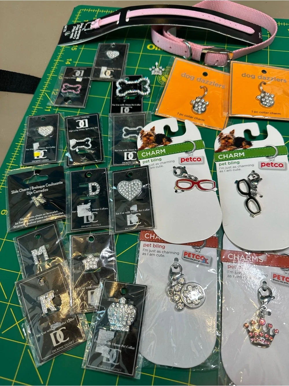 Pet Collar with Bling Charms Lot